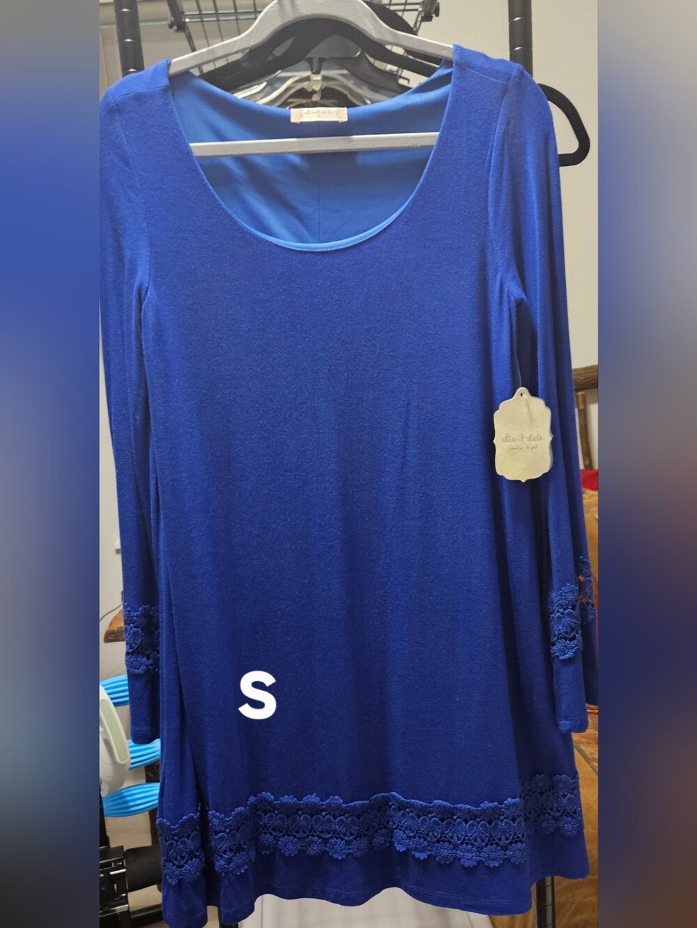 Women’s Scoop Neck Royal Blue Long Sleeve Dress